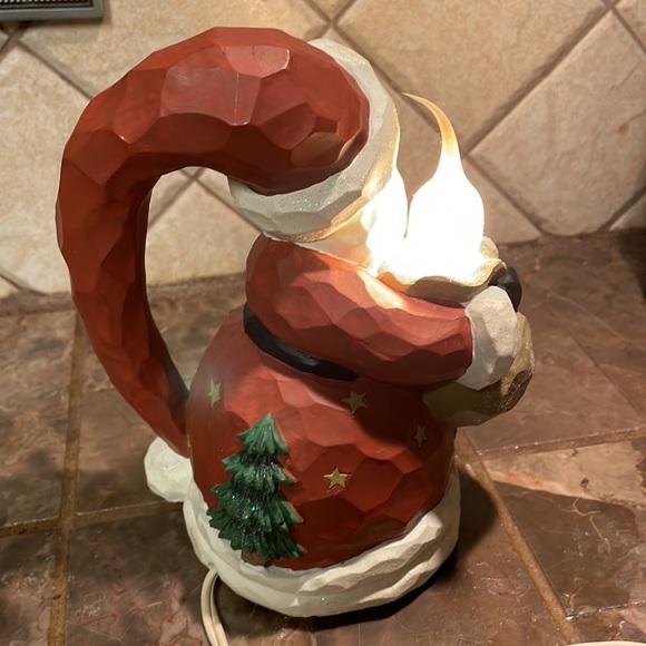 Vintage Ceramic Christmas Santa Holding A Candle Electric Lights Up Candle - Picture 6 of 16